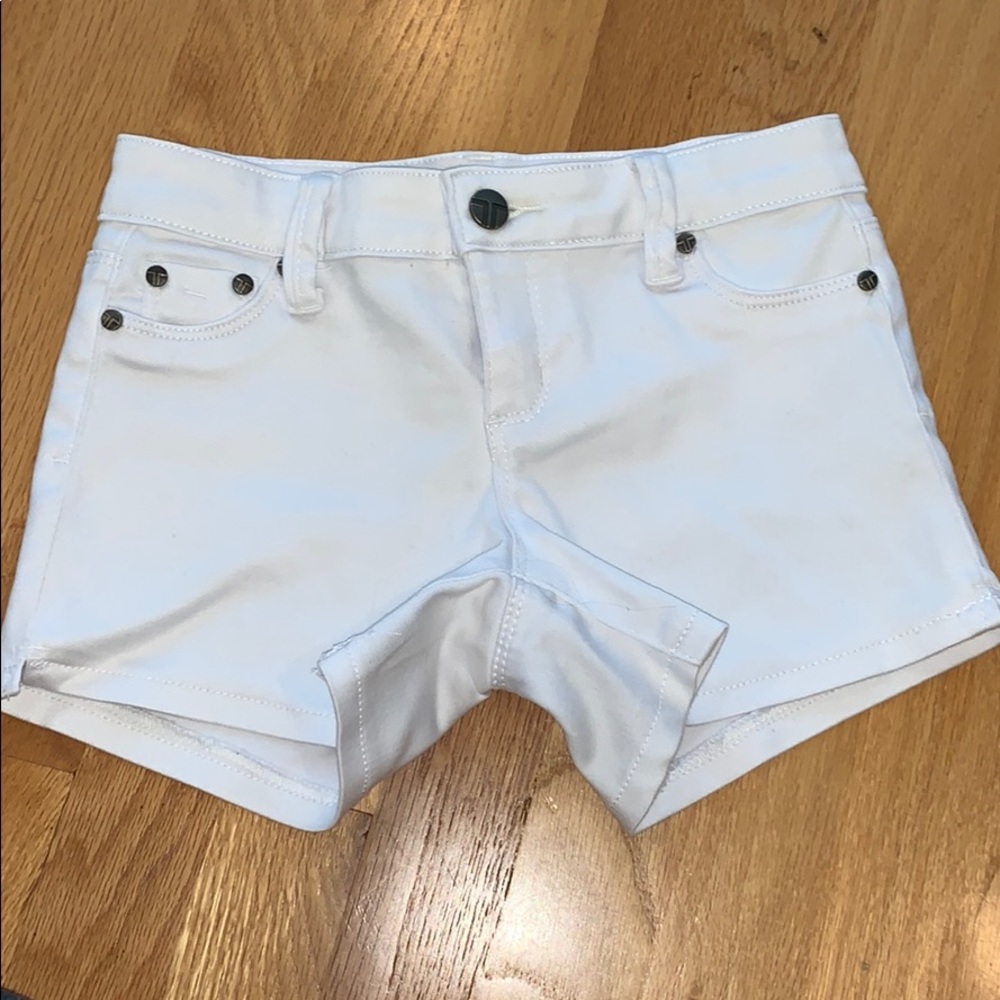 white plane Jean shorts